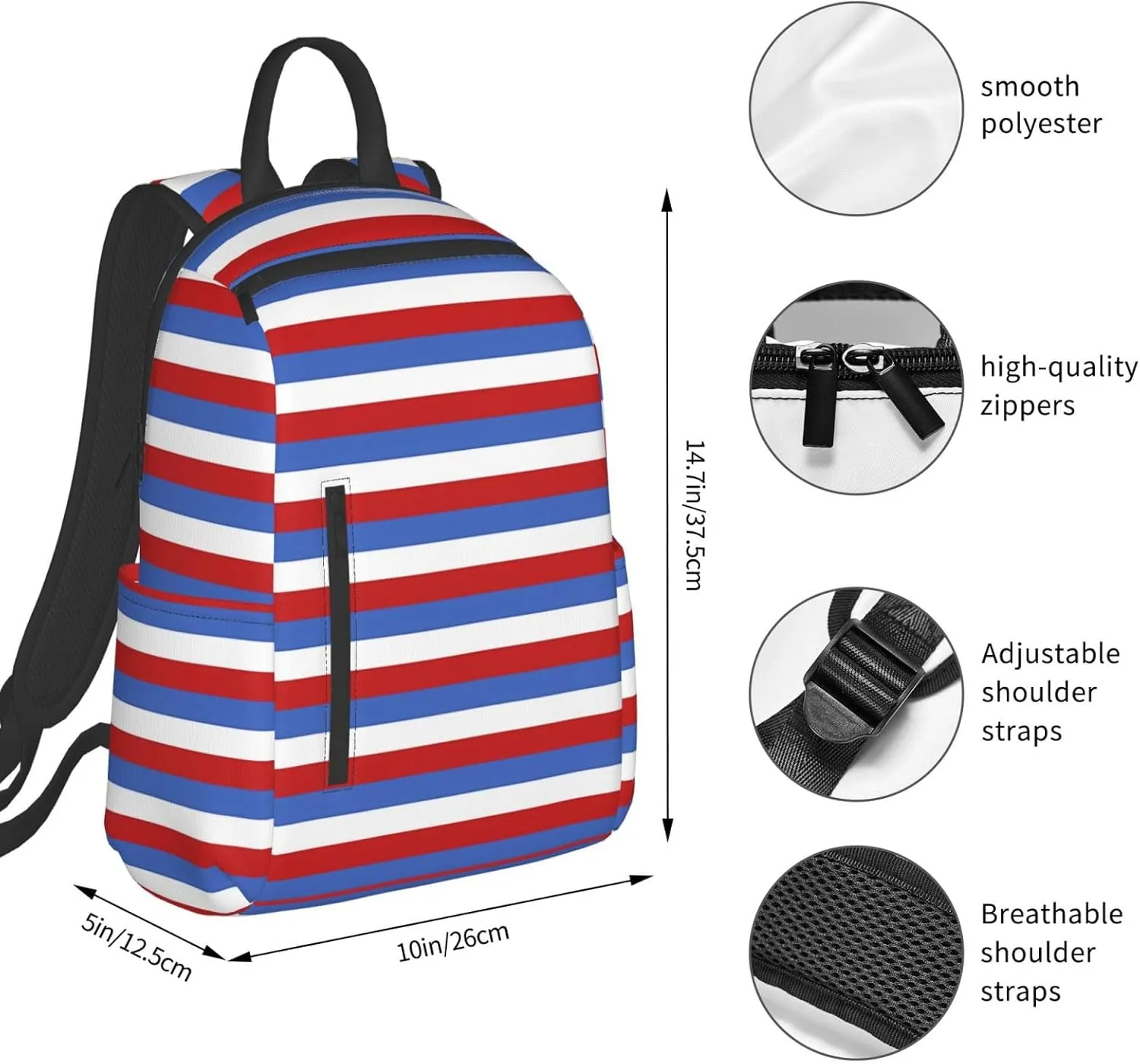 Panama Paraguay Flag Stripes Travel Backpacks Casual Laptop Backpack Sport Rucksack Large Capacity Daypack Multi-Pockets Adjustable Strap Bag for Working Hiking