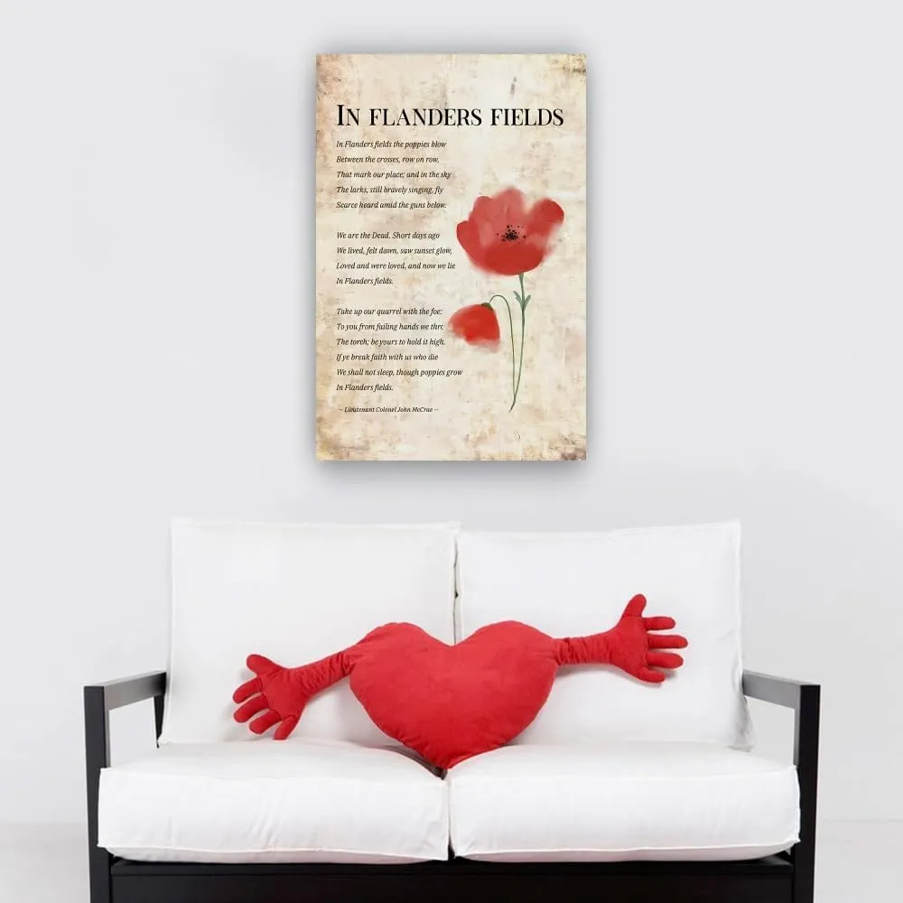 Panfegzi in Flanders Fields Poem Wall Art Deco Home Artwork Painting Living Room Vertical Canvas Prints Wall Bedroom Decorative Posters (1218,Framed)