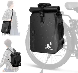 Patent Pending Exclusive 3 in 1 Multi-functional Bike Pannier | Super Large 27L Waterproof Bike Saddle Bag for Rear Rack