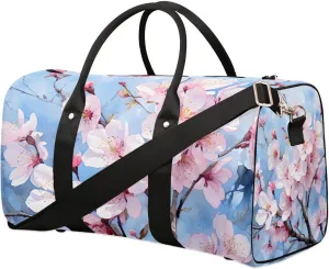 Peach Blossom Travel Duffel Bag for Women Men Waterproof Foldable Overnight Weekender Bag Large Capacity Sports Gym Bag