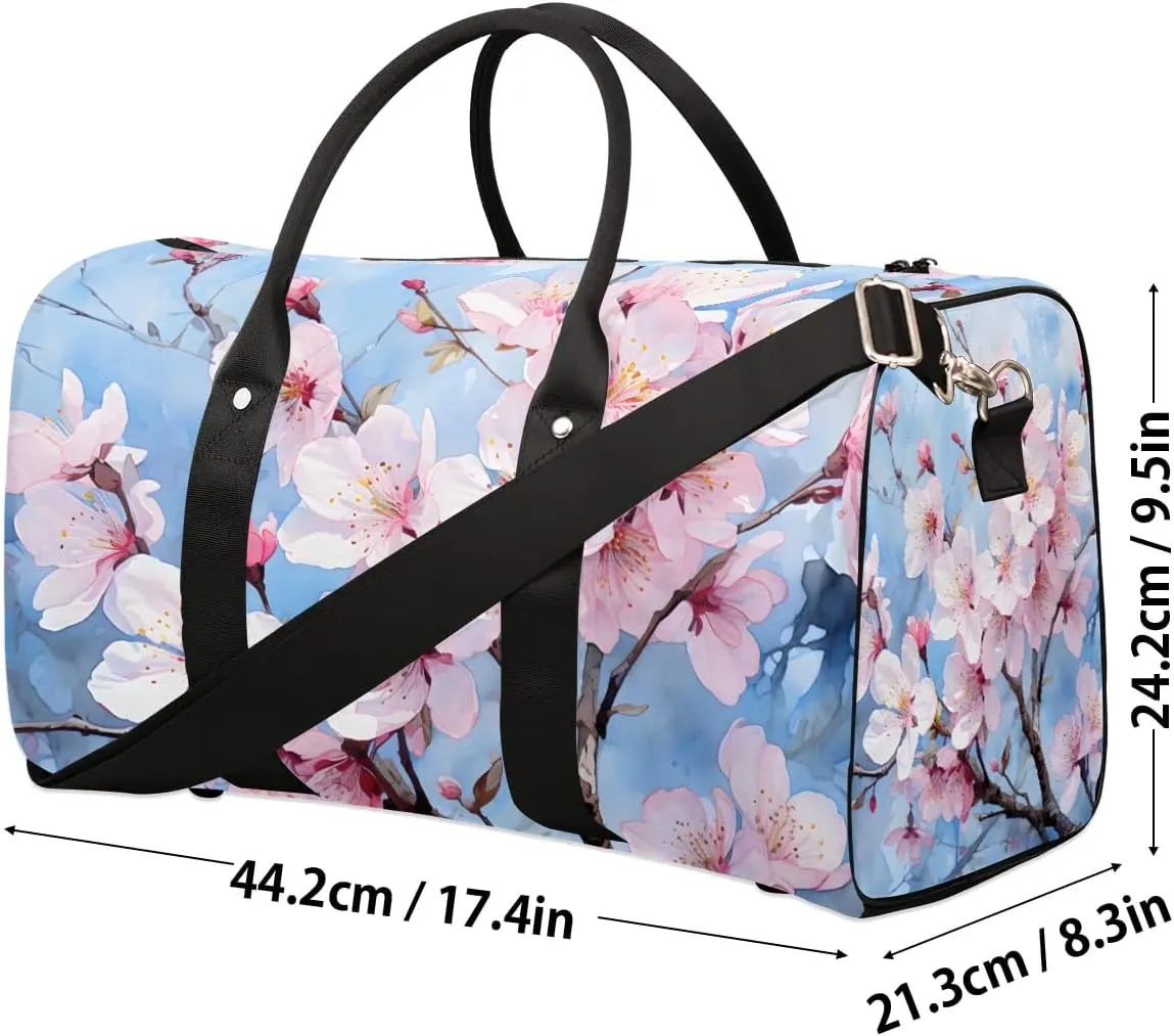 Peach Blossom Travel Duffel Bag for Women Men Waterproof Foldable Overnight Weekender Bag Large Capacity Sports Gym Bag