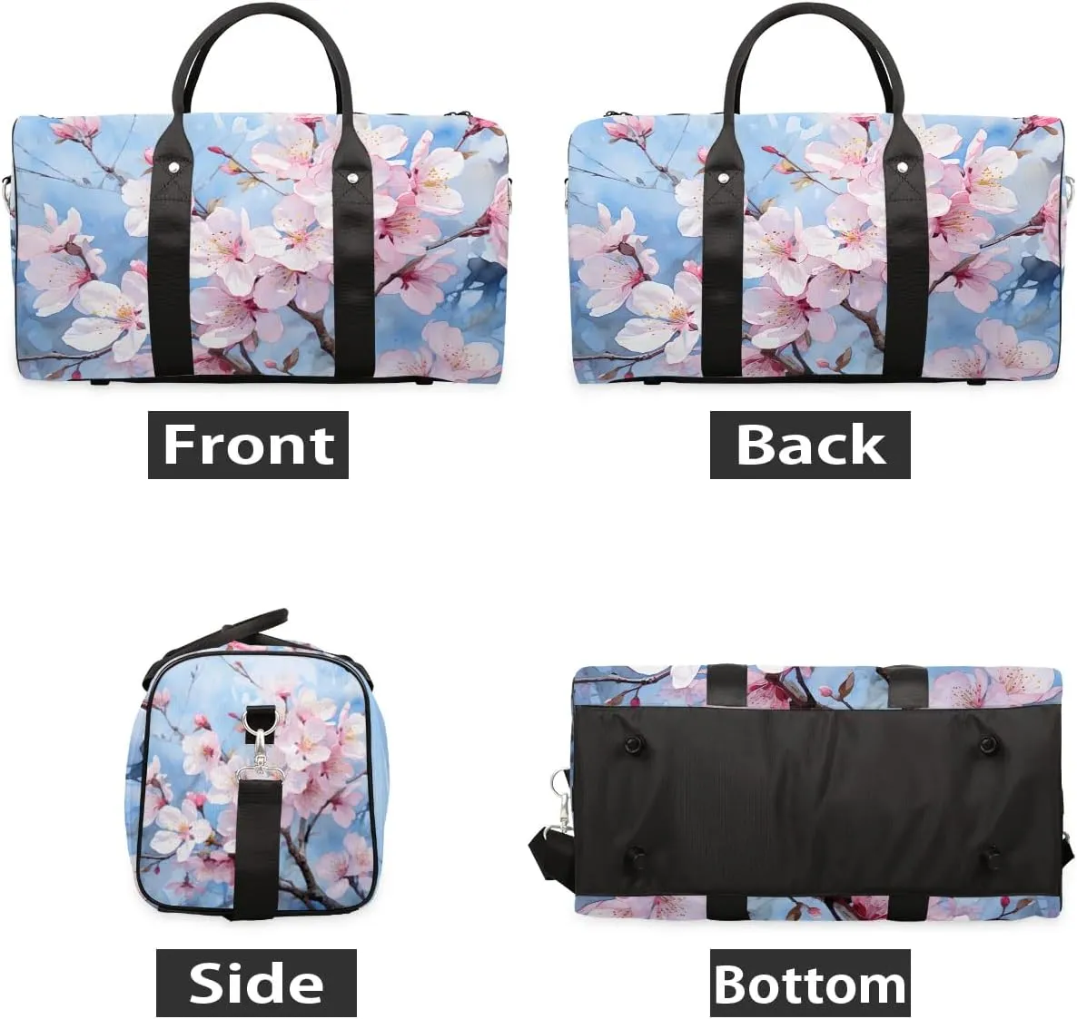 Peach Blossom Travel Duffel Bag for Women Men Waterproof Foldable Overnight Weekender Bag Large Capacity Sports Gym Bag