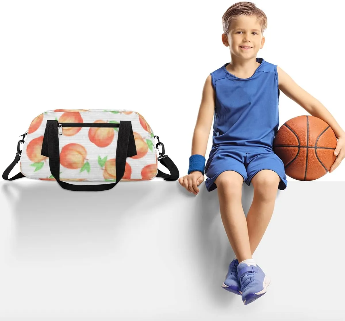 Peach Kids Duffel Bag for Girls Boys Teens, Peach Pixel Wind Dance Bag Overnight Small Duffel Bag Carry On Weekend Sports Gym Travel Bag for School Practice Gymnastics Ballet