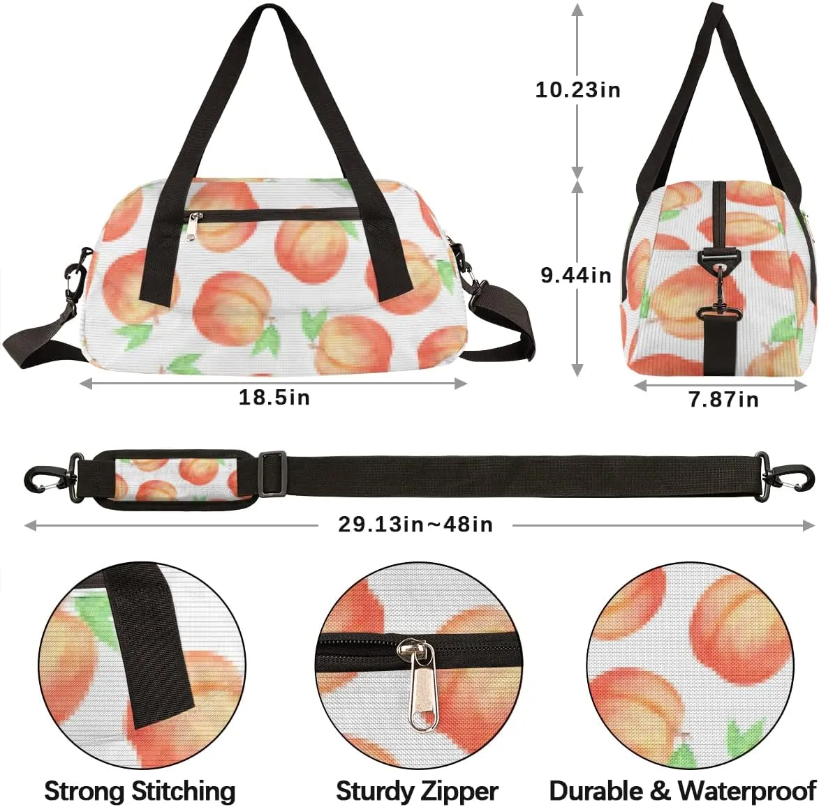 Peach Kids Duffel Bag for Girls Boys Teens, Peach Pixel Wind Dance Bag Overnight Small Duffel Bag Carry On Weekend Sports Gym Travel Bag for School Practice Gymnastics Ballet