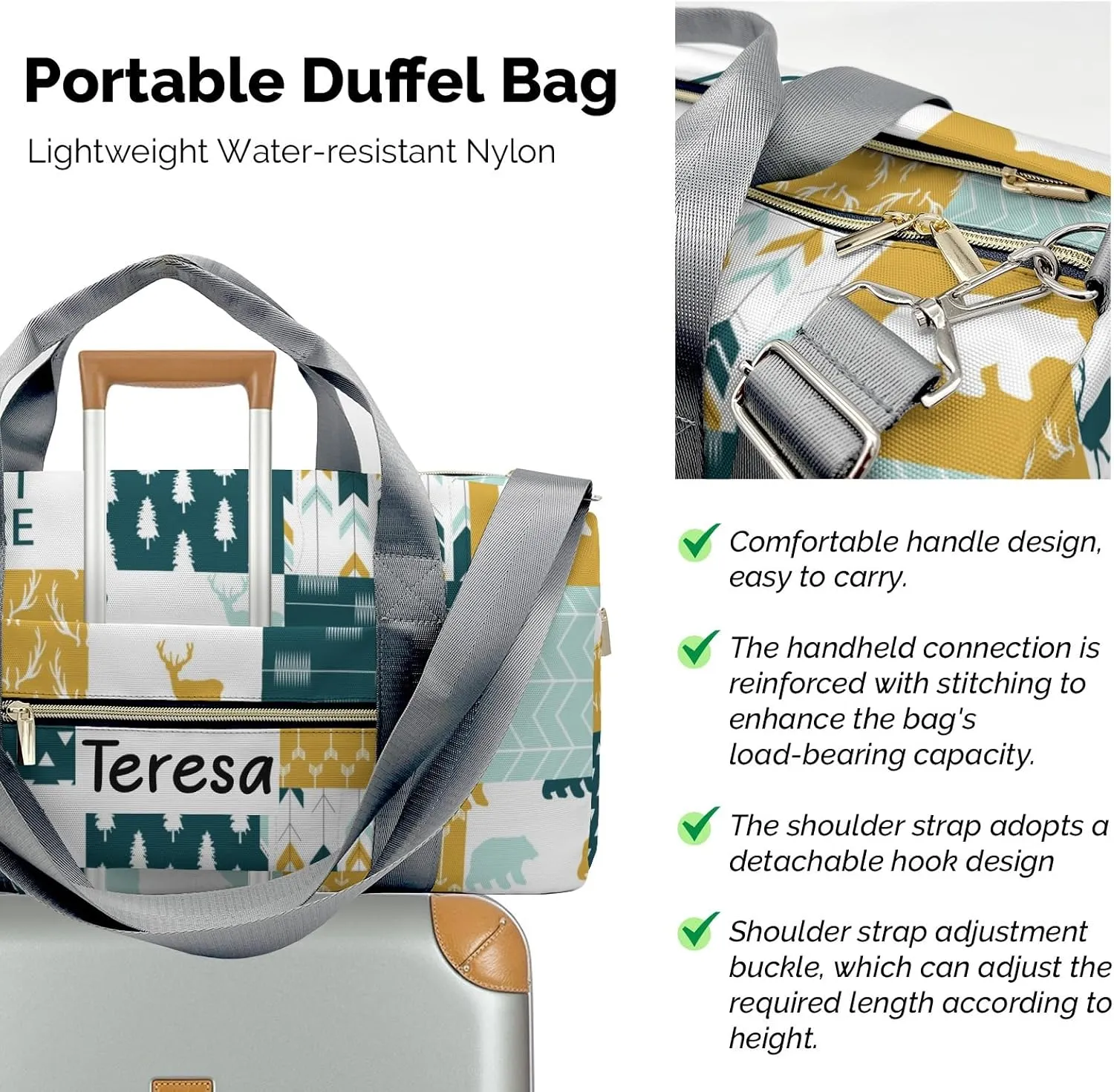 Personalized Animals Custom Multi-functional Travel Bag, Unisex Portable Duffel Bag, Short Distance Travel Assistant.