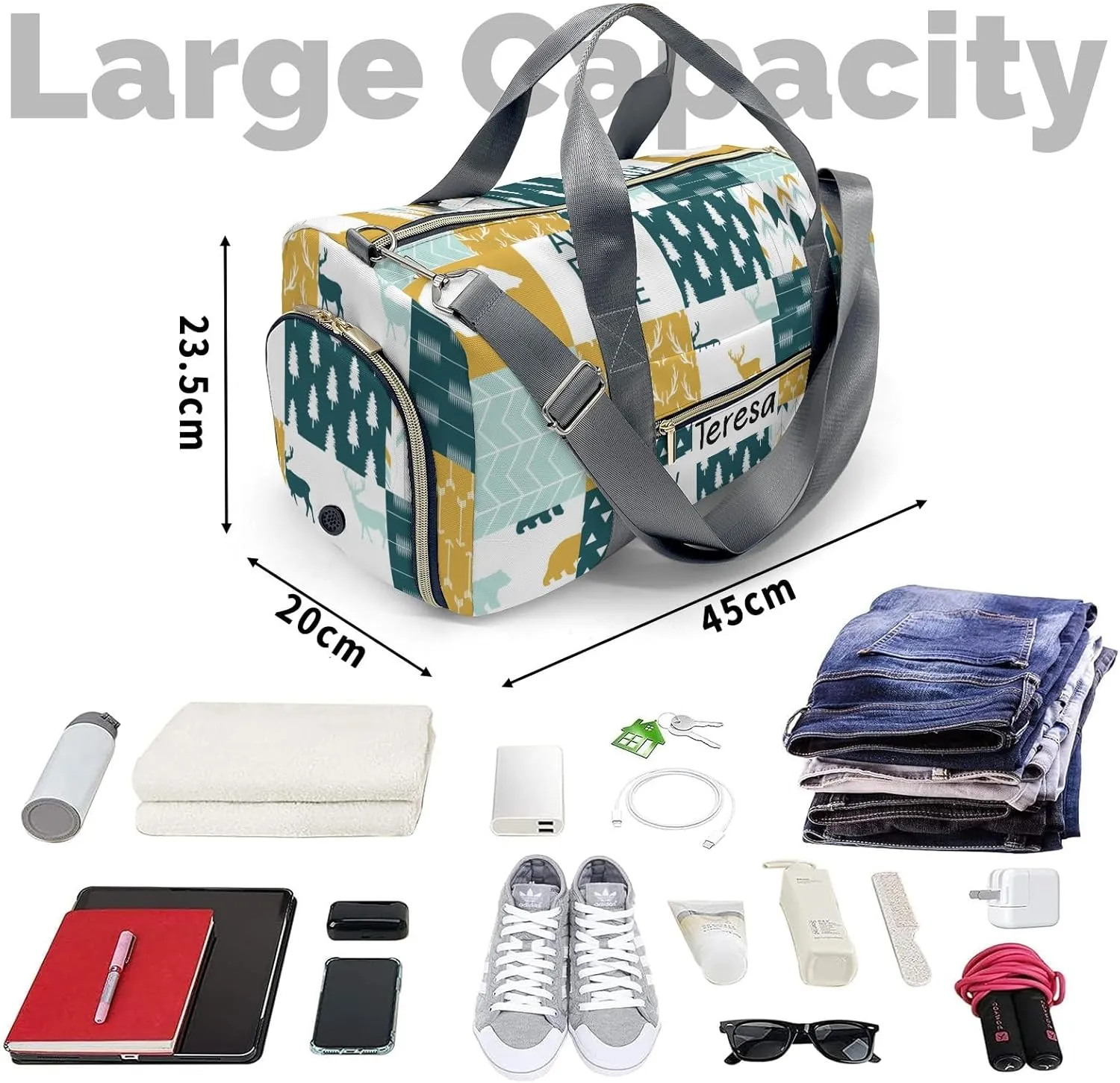 Personalized Animals Custom Multi-functional Travel Bag, Unisex Portable Duffel Bag, Short Distance Travel Assistant.