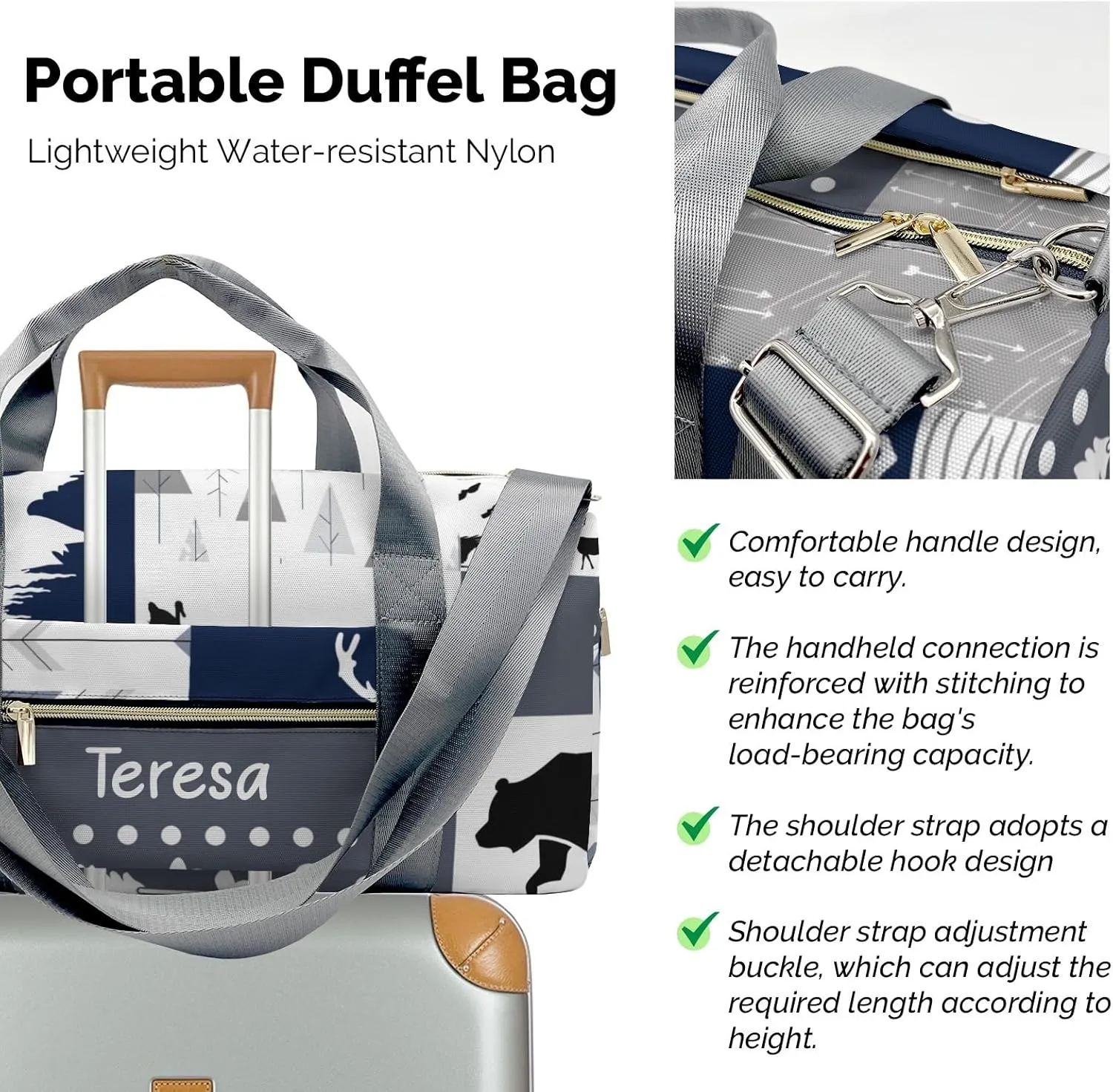 Personalized Animals Custom Multi-functional Travel Bag, Unisex Portable Duffel Bag, Short Distance Travel Assistant.