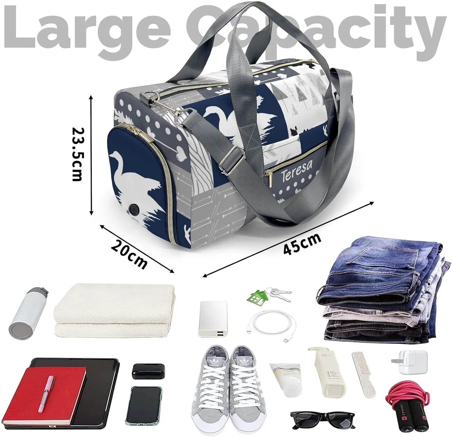Personalized Animals Custom Multi-functional Travel Bag, Unisex Portable Duffel Bag, Short Distance Travel Assistant.