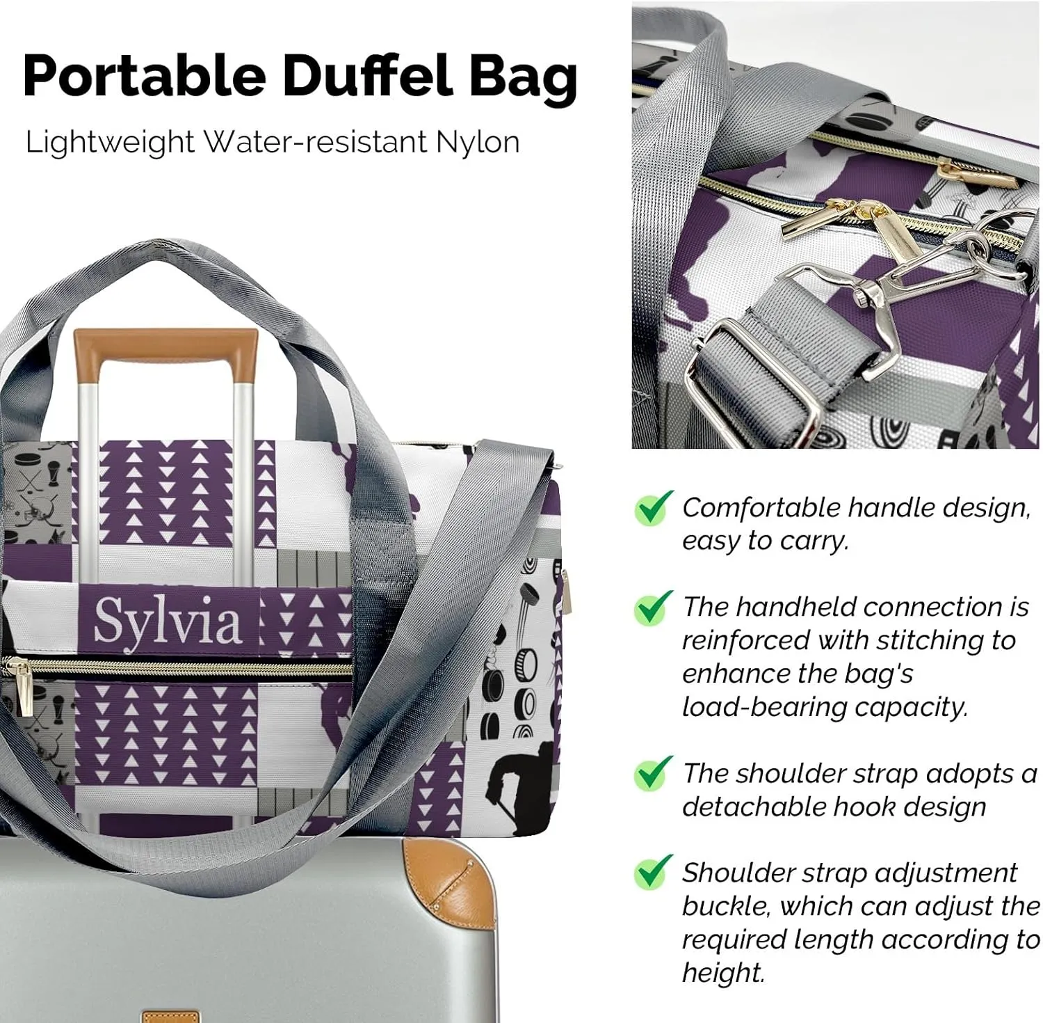 Personalized Ball Custom Multi-functional Travel Bag, Unisex Portable Duffel Bag, Short Distance Travel Assistant