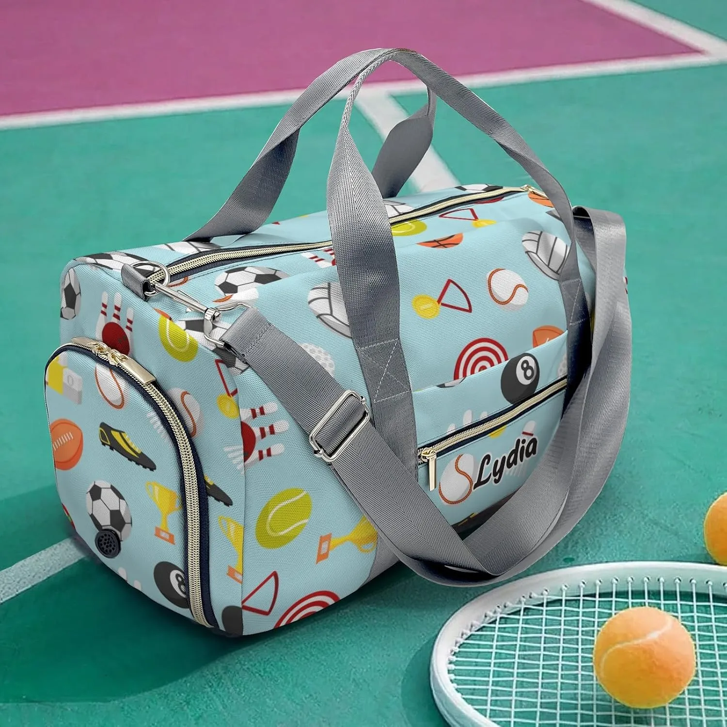 Personalized Ball Custom Multi-functional Travel Bag, Unisex Portable Duffel Bag, Short Distance Travel Assistant