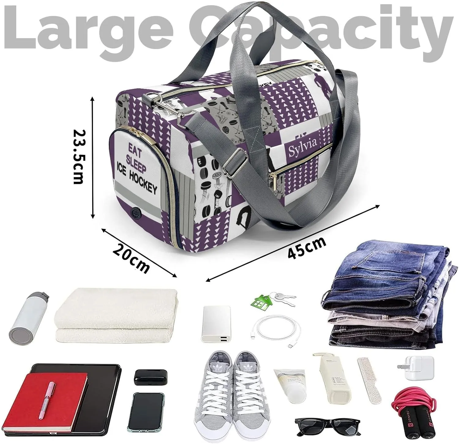 Personalized Ball Custom Multi-functional Travel Bag, Unisex Portable Duffel Bag, Short Distance Travel Assistant