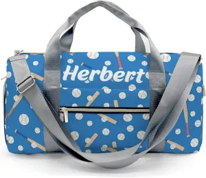 Personalized Baseball Sport Blue Custom Multi-functional Travel Bag, Unisex Portable Duffel Bag, Short Distance Travel Assistant
