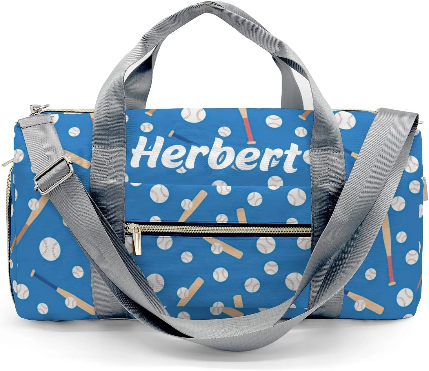 Personalized Baseball Sport Blue Custom Multi-functional Travel Bag, Unisex Portable Duffel Bag, Short Distance Travel Assistant