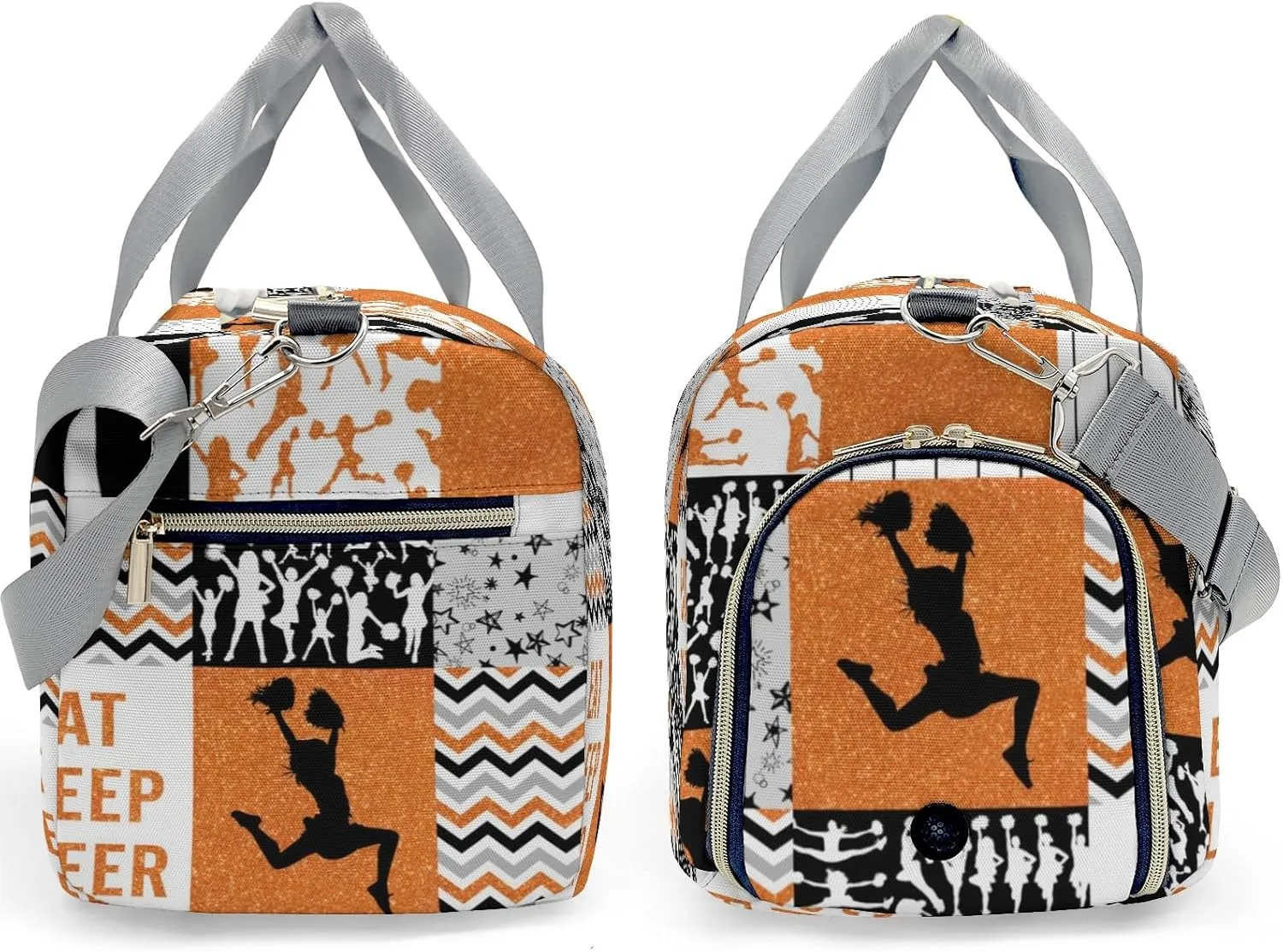 Personalized Cheerleader Glitter Orange Custom Multi-functional Travel Bag, Unisex Portable Duffel Bag, Short Distance Travel Assistant