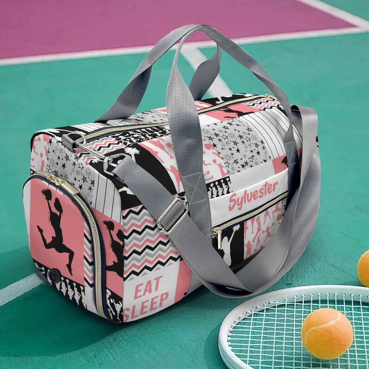 Personalized Cheerleader Quote Girl Coral Custom Multi-functional Travel Bag, Unisex Portable Duffel Bag, Short Distance Travel Assistant