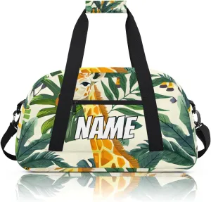 Personalized Custom Gym Bag for Women Men Carry on Africa Giraffe Travel Duffel Tote Africa Animal Overnight Workout Weekender Bag