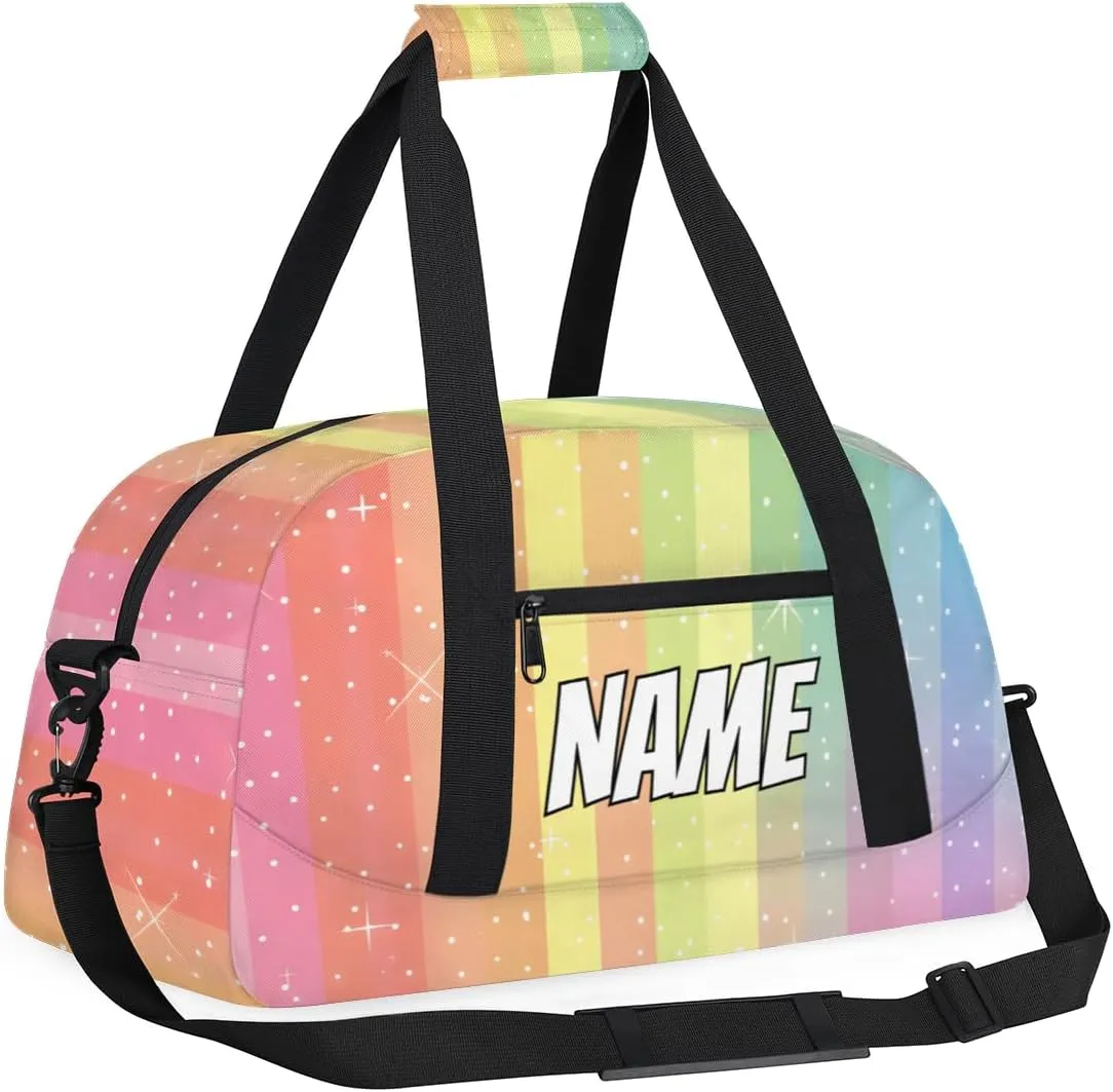 Personalized Custom Gym Bag for Women Men Carry on Colorful Rainbow Travel Duffel Tote Multicolour Overnight Workout Weekender Bag
