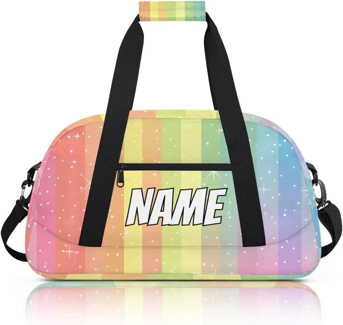 Personalized Custom Gym Bag for Women Men Carry on Colorful Rainbow Travel Duffel Tote Multicolour Overnight Workout Weekender Bag