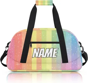 Personalized Custom Gym Bag for Women Men Carry on Colorful Rainbow Travel Duffel Tote Multicolour Overnight Workout Weekender Bag
