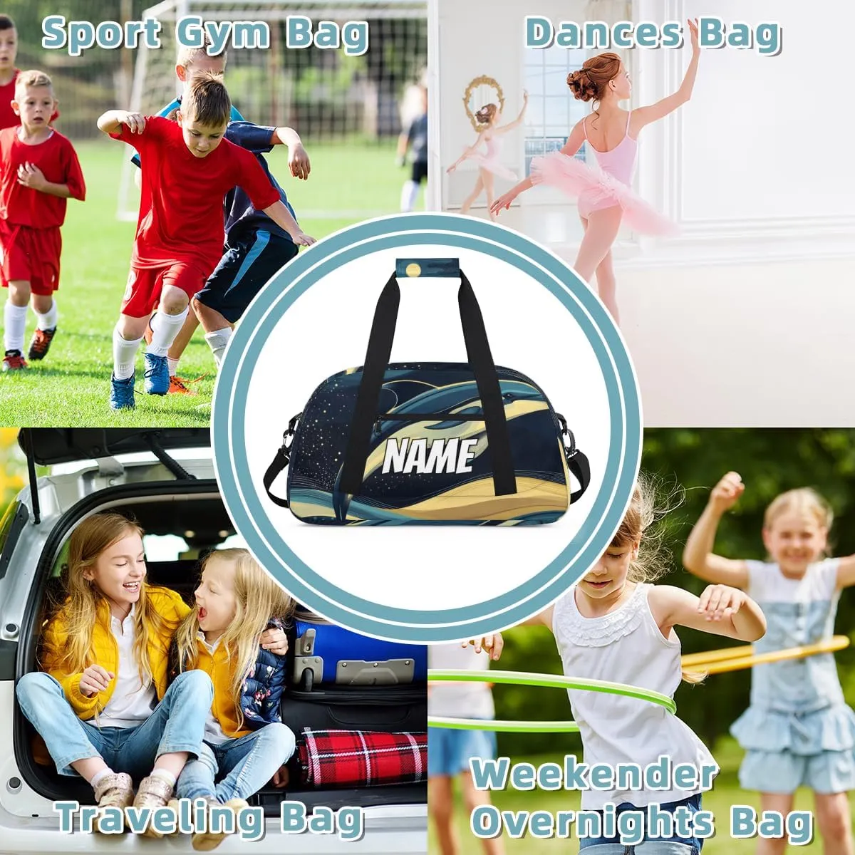 Personalized Custom Gym Bag for Women Men Carry on Dolphins Jumping Travel Duffel Tote Sea Sky Overnight Workout Weekender Bag