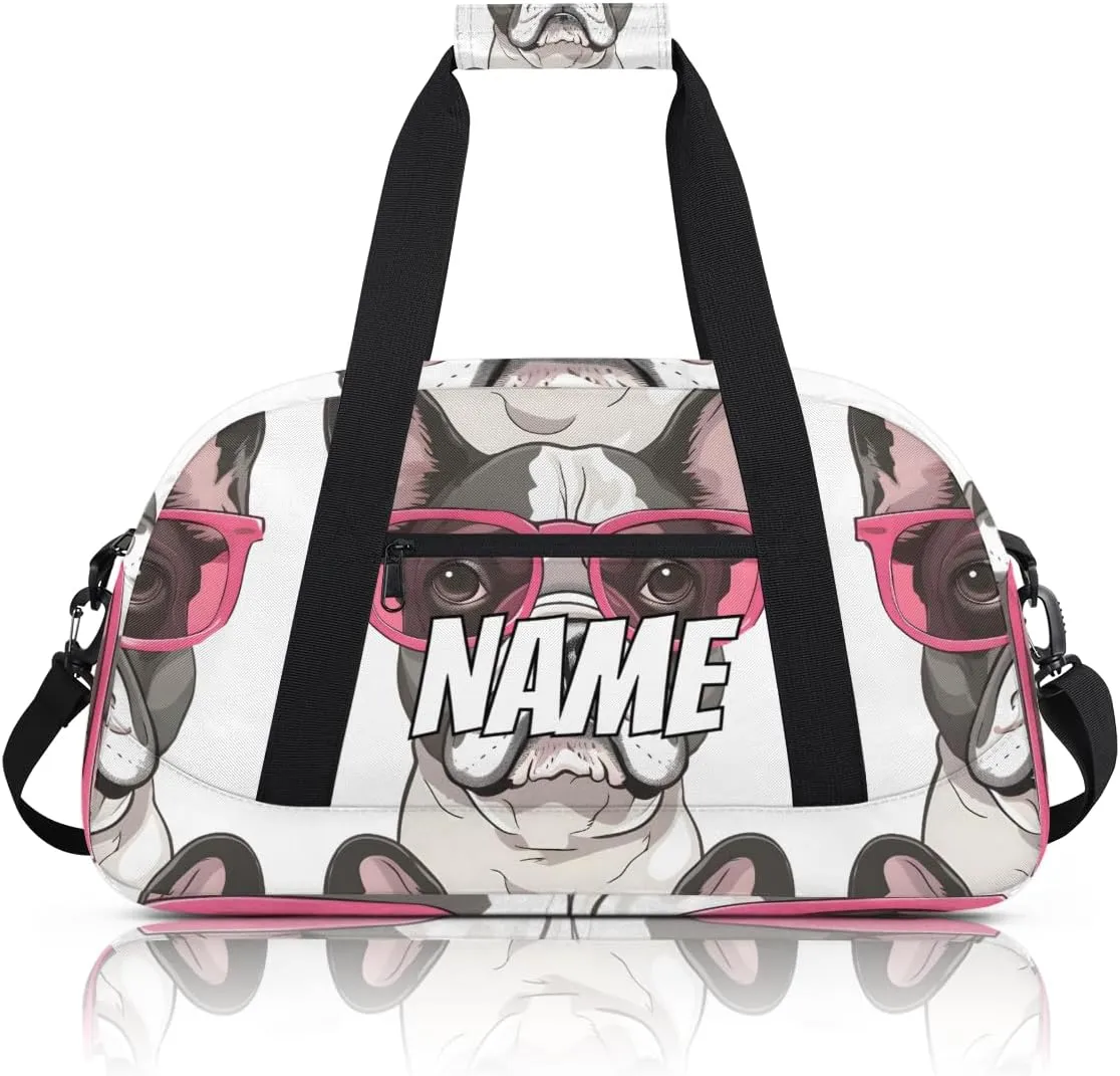 Personalized Custom Gym Bag for Women Men Carry on French Bulldog Dog Travel Duffel Tote Funny Dogs Overnight Workout Weekender Bag