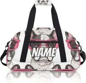 Personalized Custom Gym Bag for Women Men Carry on French Bulldog Dog Travel Duffel Tote Funny Dogs Overnight Workout Weekender Bag