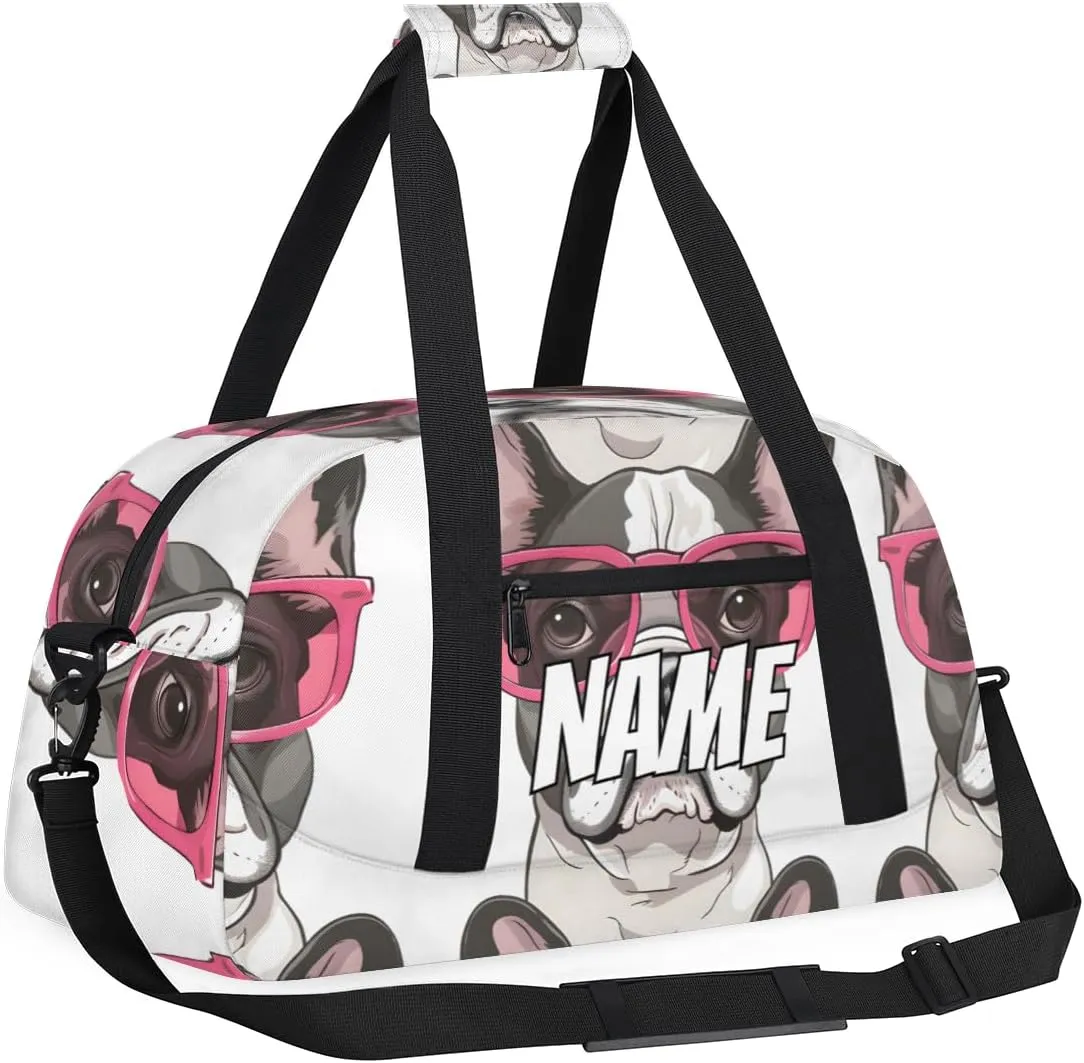 Personalized Custom Gym Bag for Women Men Carry on French Bulldog Dog Travel Duffel Tote Funny Dogs Overnight Workout Weekender Bag