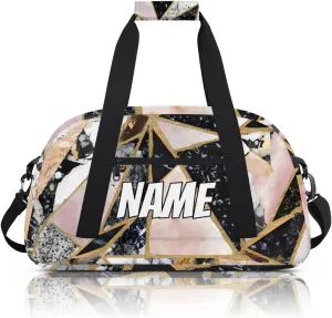 Personalized Custom Gym Bag for Women Men Carry on Geometrical Fragments Travel Duffel Tote Black Pink Overnight Workout Weekender Bag