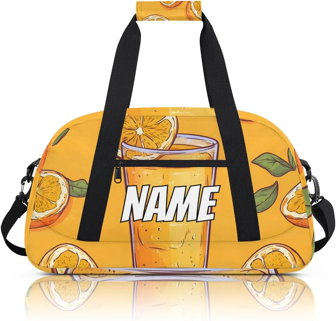 Personalized Custom Gym Bag for Women Men Carry on Orange Juice Travel Duffel Tote Summer Fresh Overnight Workout Weekender Bag