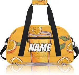 Personalized Custom Gym Bag for Women Men Carry on Orange Juice Travel Duffel Tote Summer Fresh Overnight Workout Weekender Bag