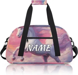 Personalized Custom Gym Bag for Women Men Carry on Pink Unicorn Travel Duffel Tote Sky Fantasy Overnight Workout Weekender Bag