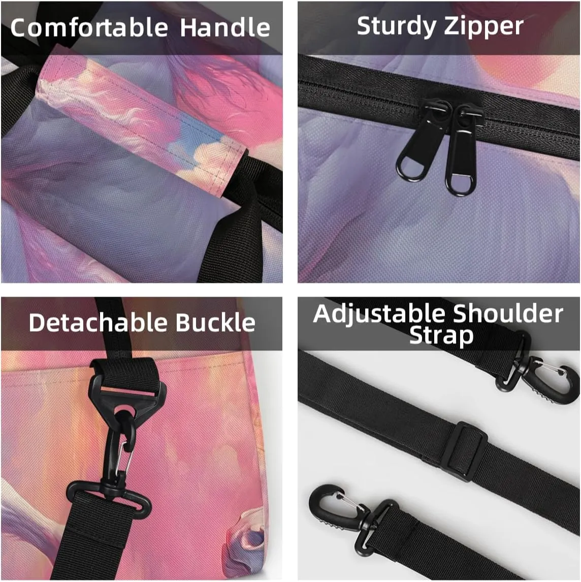 Personalized Custom Gym Bag for Women Men Carry on Pink Unicorn Travel Duffel Tote Sky Fantasy Overnight Workout Weekender Bag