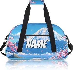 Personalized Custom Gym Bag for Women Men Carry on Snowy Mountain Travel Duffel Tote Japanese Landscape Overnight Workout Weekender Bag