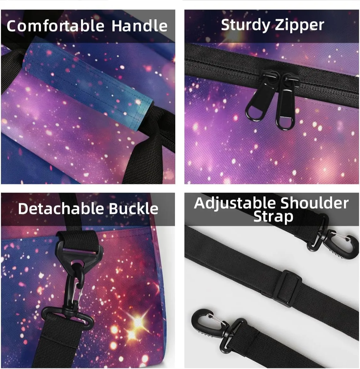 Personalized Custom Gym Bag for Women Men Carry on Starry Sky Travel Duffel Tote Universe Theme Overnight Workout Weekender Bag