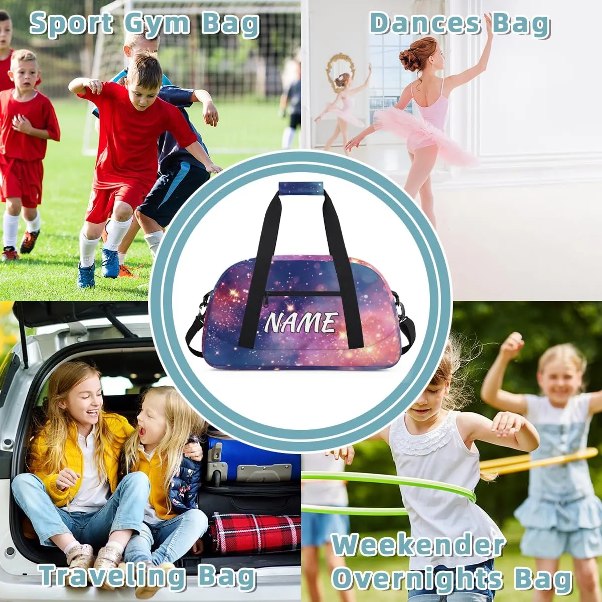 Personalized Custom Gym Bag for Women Men Carry on Starry Sky Travel Duffel Tote Universe Theme Overnight Workout Weekender Bag