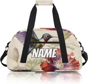 Personalized Custom Gym Bag for Women Men Carry on Wildlife Hummingbird Travel Duffel Tote Watercolor Flower Overnight Workout Weekender Bag
