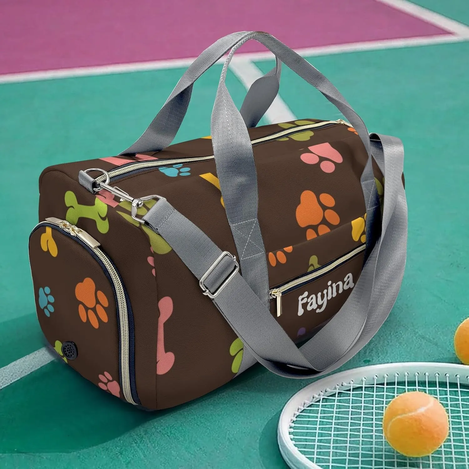 Personalized Cute Paws of Dog Custom Multi-functional Travel Bag, Unisex Portable Duffel Bag, Short Distance Travel Assistant