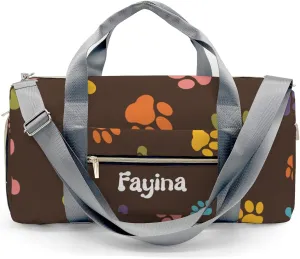 Personalized Cute Paws of Dog Custom Multi-functional Travel Bag, Unisex Portable Duffel Bag, Short Distance Travel Assistant