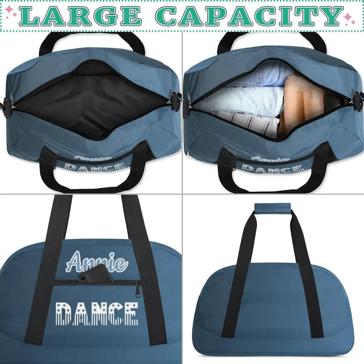 Personalized Dance Bag Cheerleading Bag for Girl Gifts, Overnight Duffel Bags Cheerleader for Kids Personalized Sport Gym Bag, Gymnastics Duffel Bag