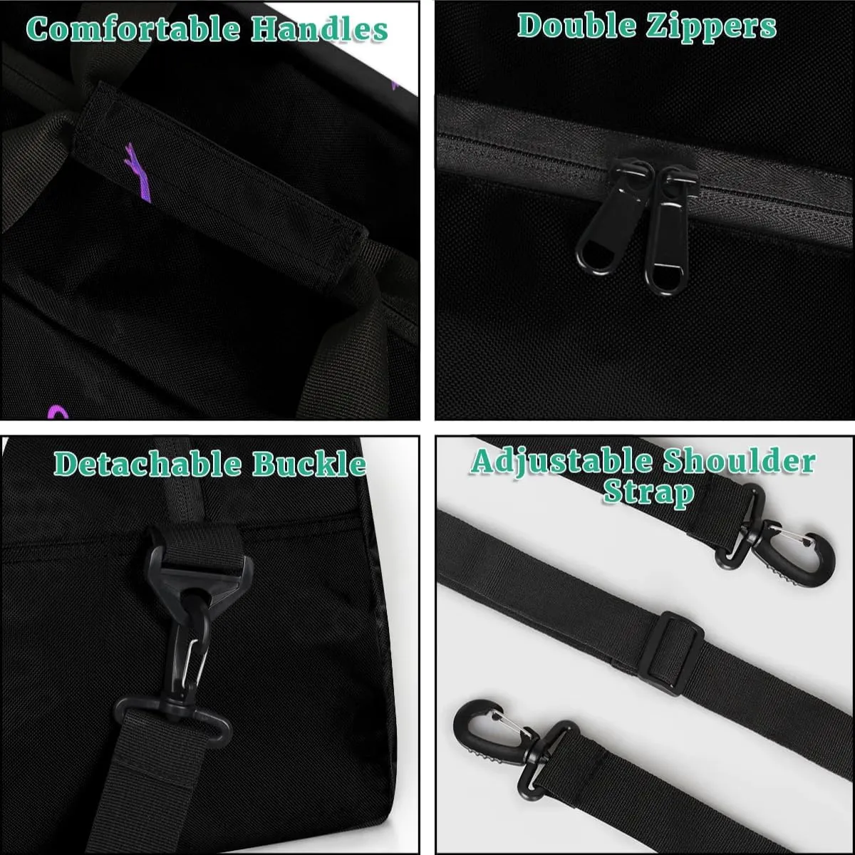 Personalized Dance-Duffel-Bag Custom-Girls-Dance-Bag for Dance Team Black Dance-Bag with-Name for Girls Ballet-Bag for Toddler Girls Dancers Purple Dancer Tote Bag