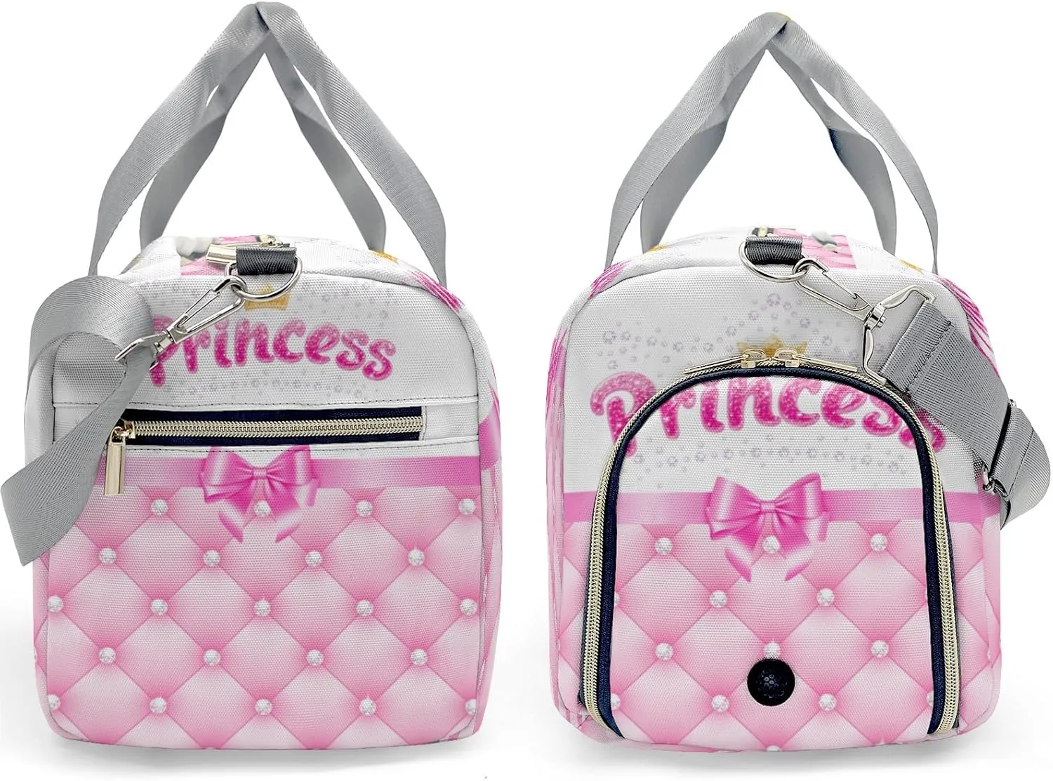 Personalized Diamond Princess Crown Pink Customized Multi-functional Handbag Travel Bag,Unisex Short Trip Portable Duffel Bag