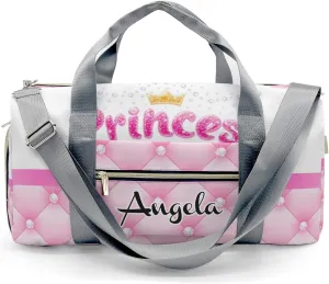 Personalized Diamond Princess Crown Pink Customized Multi-functional Handbag Travel Bag,Unisex Short Trip Portable Duffel Bag