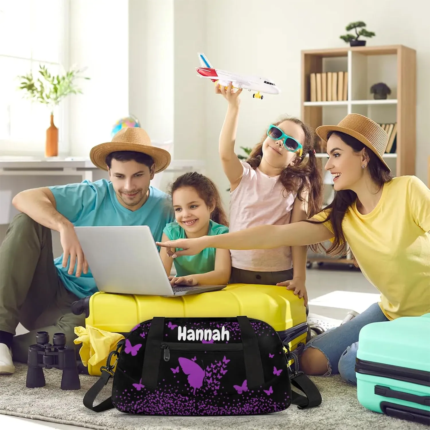 Personalized Duffel Bag with Name Butterfly Custom Travel Sports Bag for Women Men Waterproof Dance Ballet Bag Lightweight 18.5in, Dark Purple