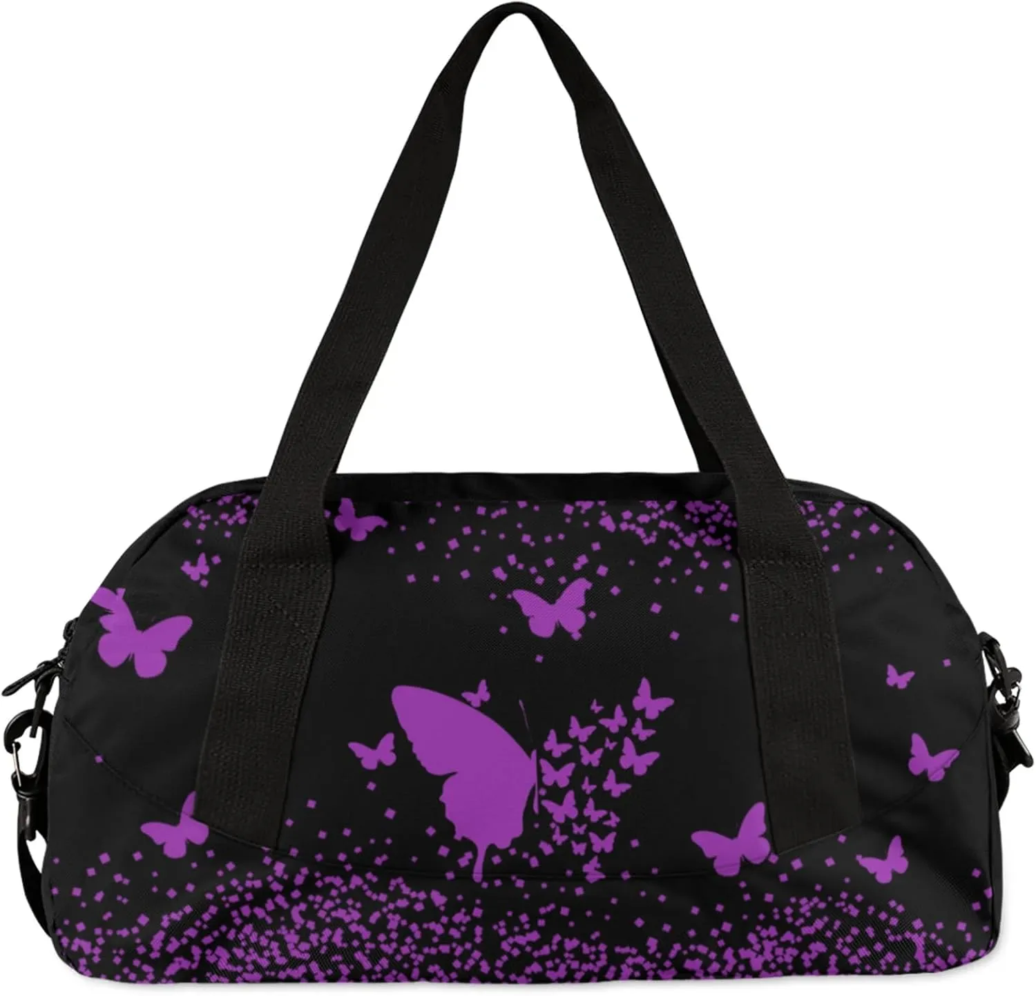 Personalized Duffel Bag with Name Butterfly Custom Travel Sports Bag for Women Men Waterproof Dance Ballet Bag Lightweight 18.5in, Dark Purple