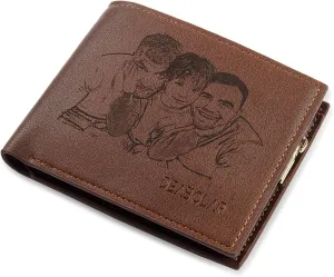 Personalized Engraved Wallet, Custom Photo Wallets for Men, Engraved Customized Leather Wallet for Men, Dad, Son, BF