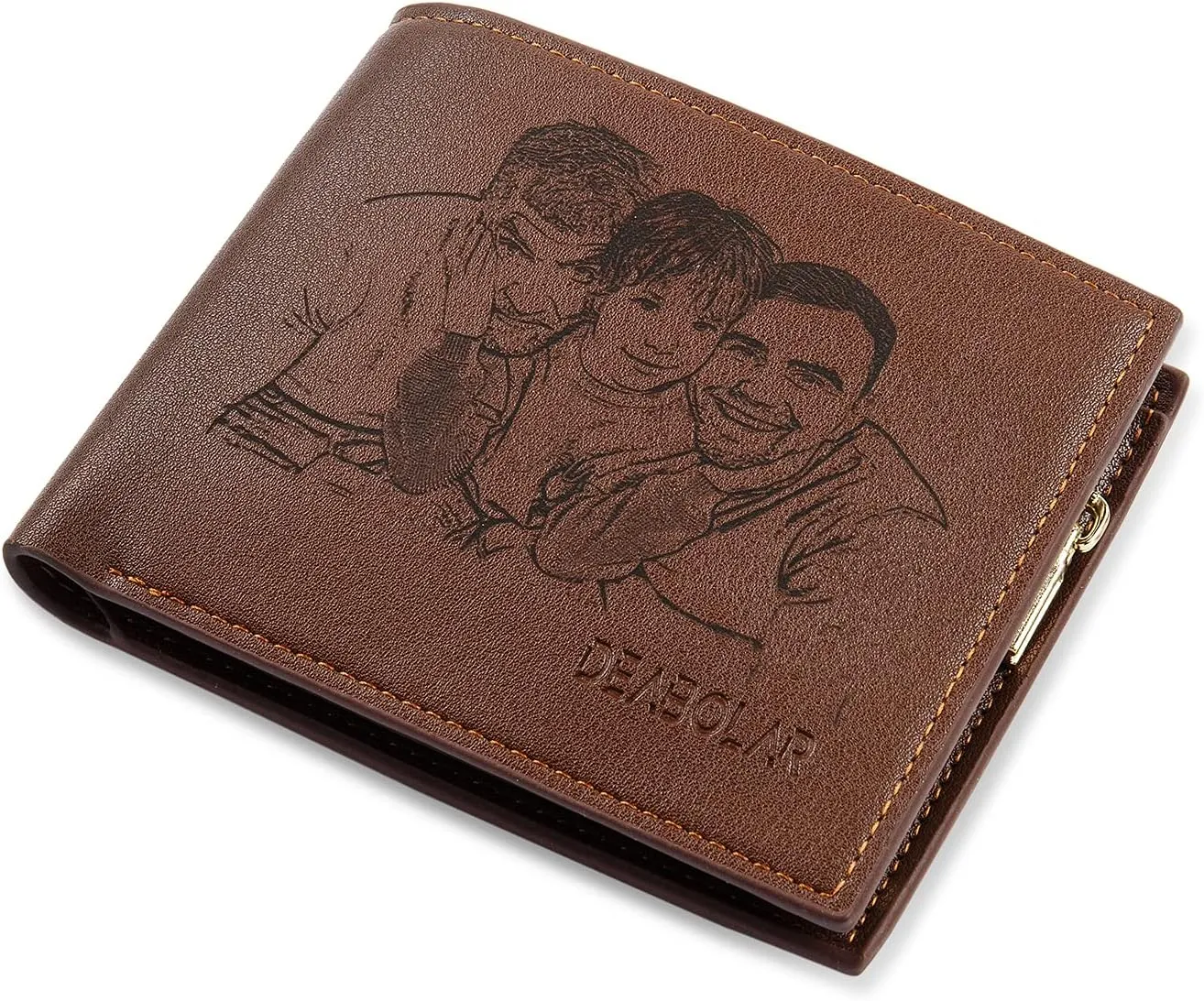 Personalized Engraved Wallet, Custom Photo Wallets for Men, Engraved Customized Leather Wallet for Men, Dad, Son, BF