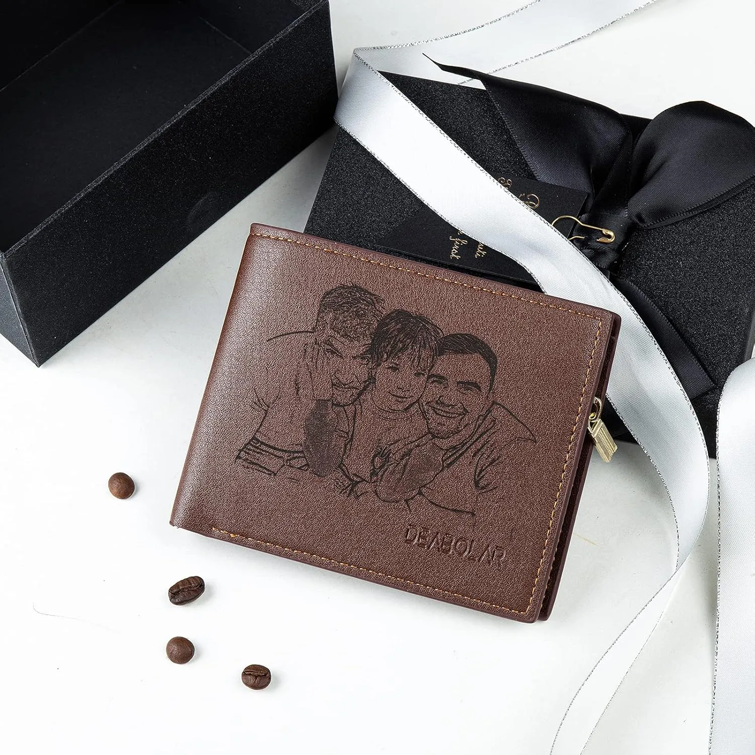 Personalized Engraved Wallet, Custom Photo Wallets for Men, Engraved Customized Leather Wallet for Men, Dad, Son, BF