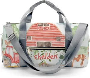 Personalized Farm Animals Greenery Leaves Custom Multi-functional Travel Bag, Unisex Portable Duffel Bag, Short Distance Travel Assistant