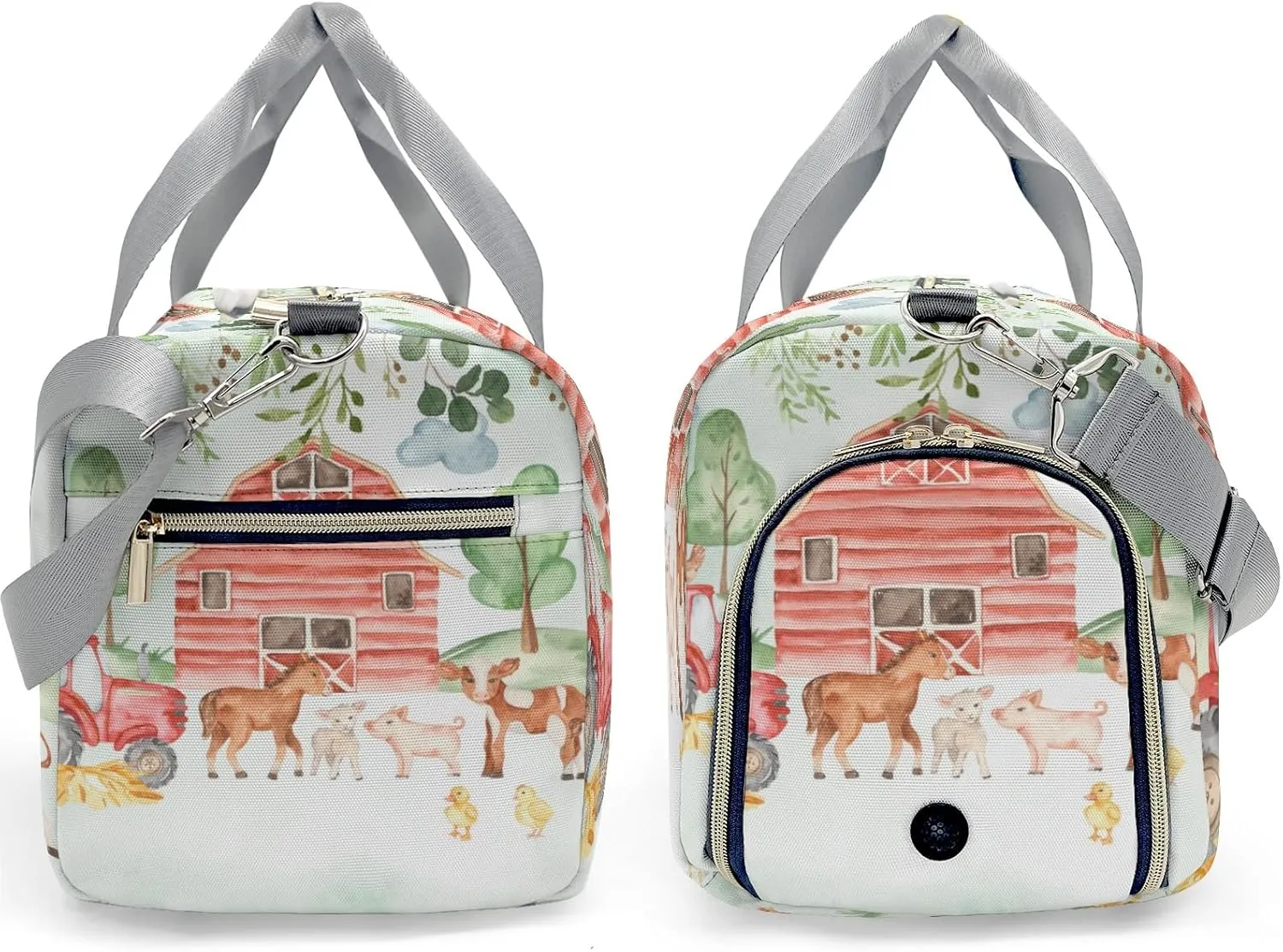 Personalized Farm Animals Greenery Leaves Custom Multi-functional Travel Bag, Unisex Portable Duffel Bag, Short Distance Travel Assistant