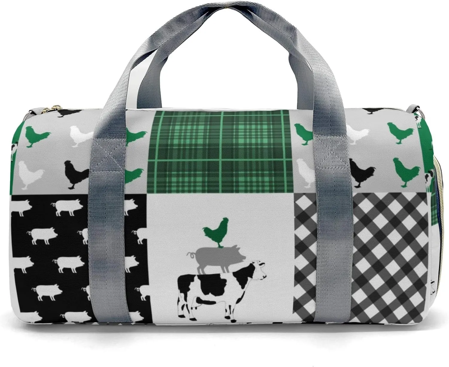Personalized Farm Cow Rooster Car Green Custom Multi-functional Travel Bag, Unisex Portable Duffel Bag, Short Distance Travel Assistant